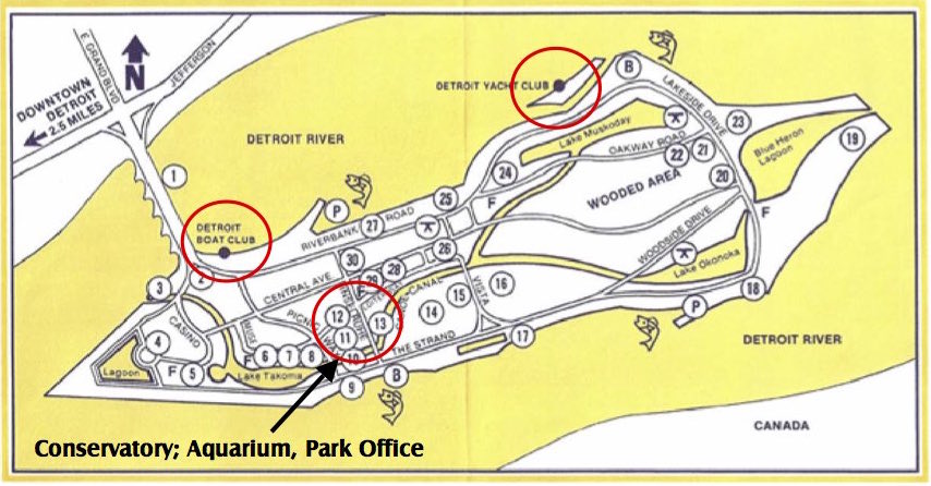 Rotary Club Garden is located at stop number 30. Detroit Boat Club will not be open this year.