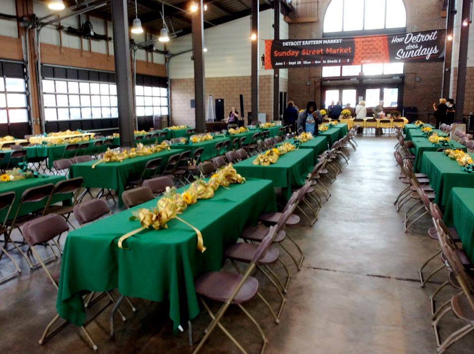 The first guests arrive at Shed #3 for the International Tea hosted by the Indian Village Branch of the Woman’s National Farm & Garden Association.