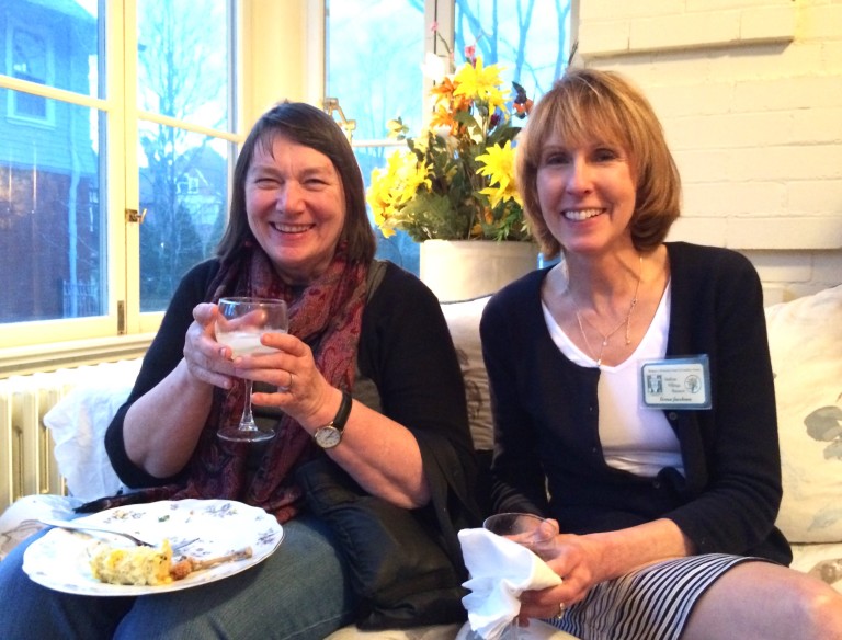 Aislinn & Teresa enjoy refreshments and beverages before the business meeting.